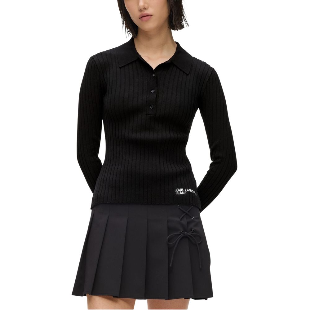 Karl Lagerfeld Black Viscose Long-Sleeve Shirt