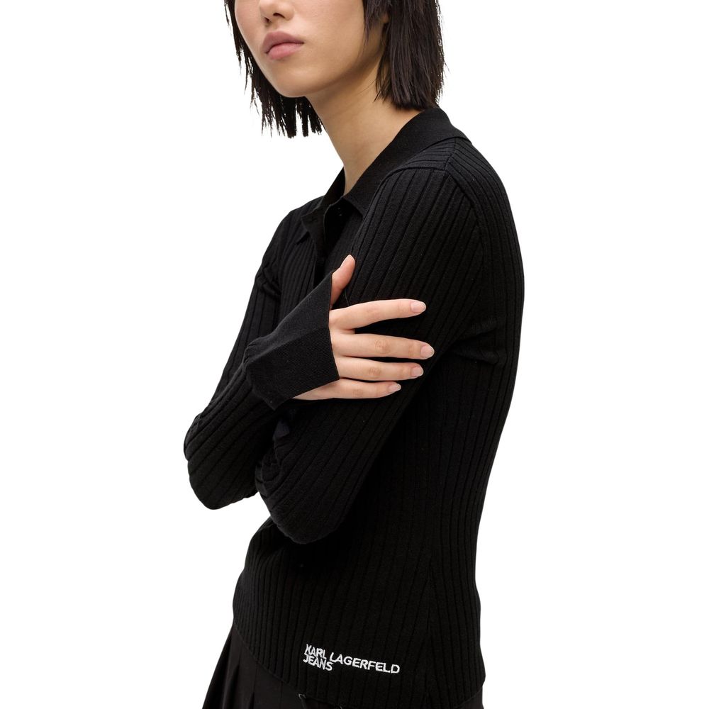 Karl Lagerfeld Black Viscose Long-Sleeve Shirt