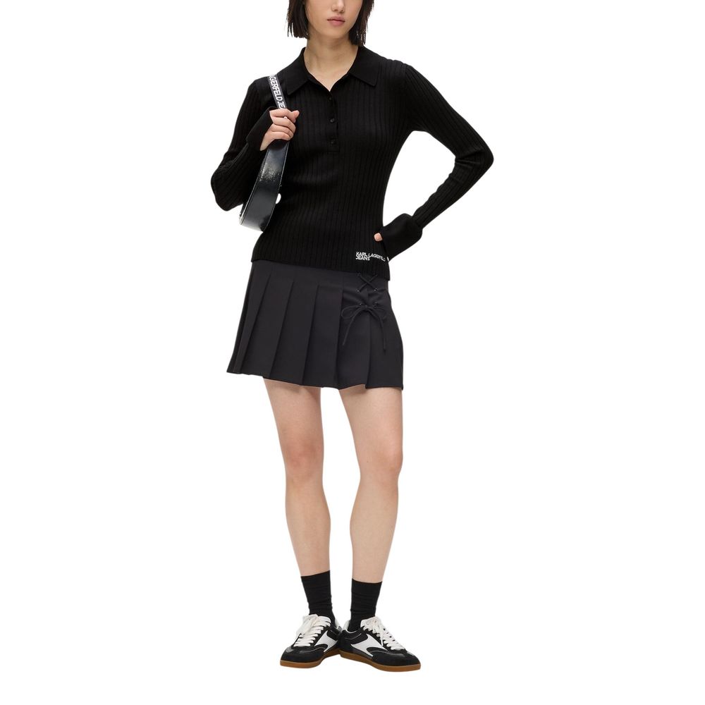 Karl Lagerfeld Black Viscose Long-Sleeve Shirt