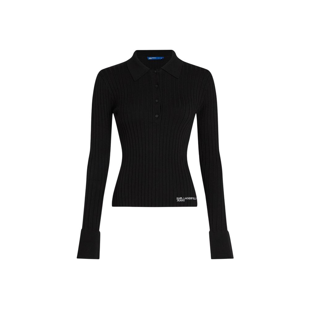 Karl Lagerfeld Black Viscose Long-Sleeve Shirt