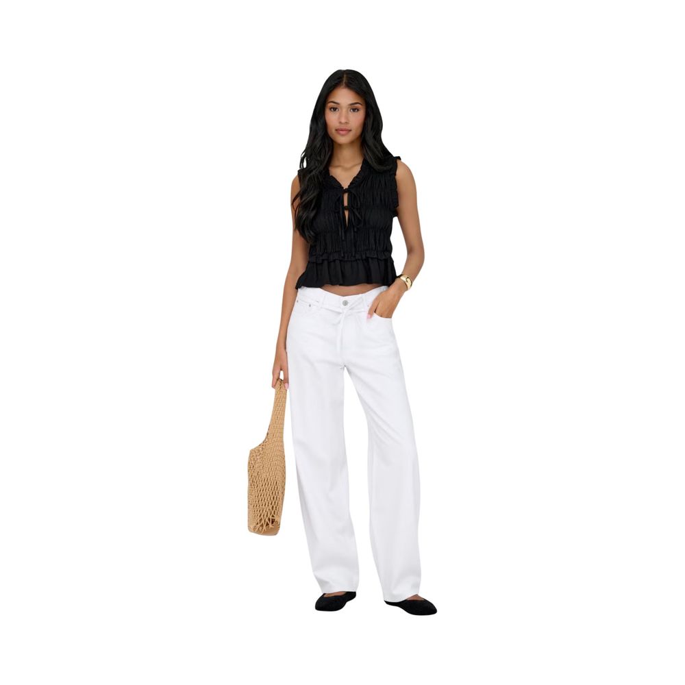 Only Weiße Baumwoll-Mom-Jeans