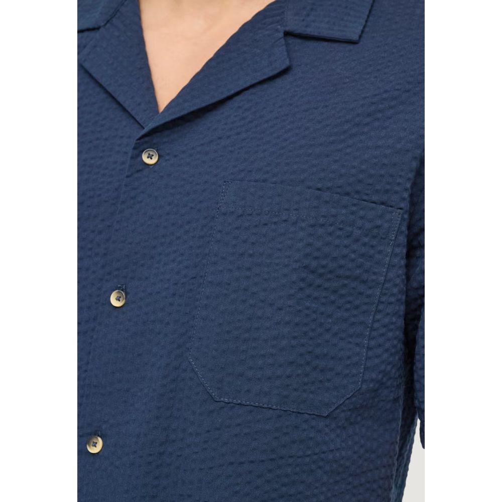 Only & Sons Blaues Baumwoll-Kurzarmhemd