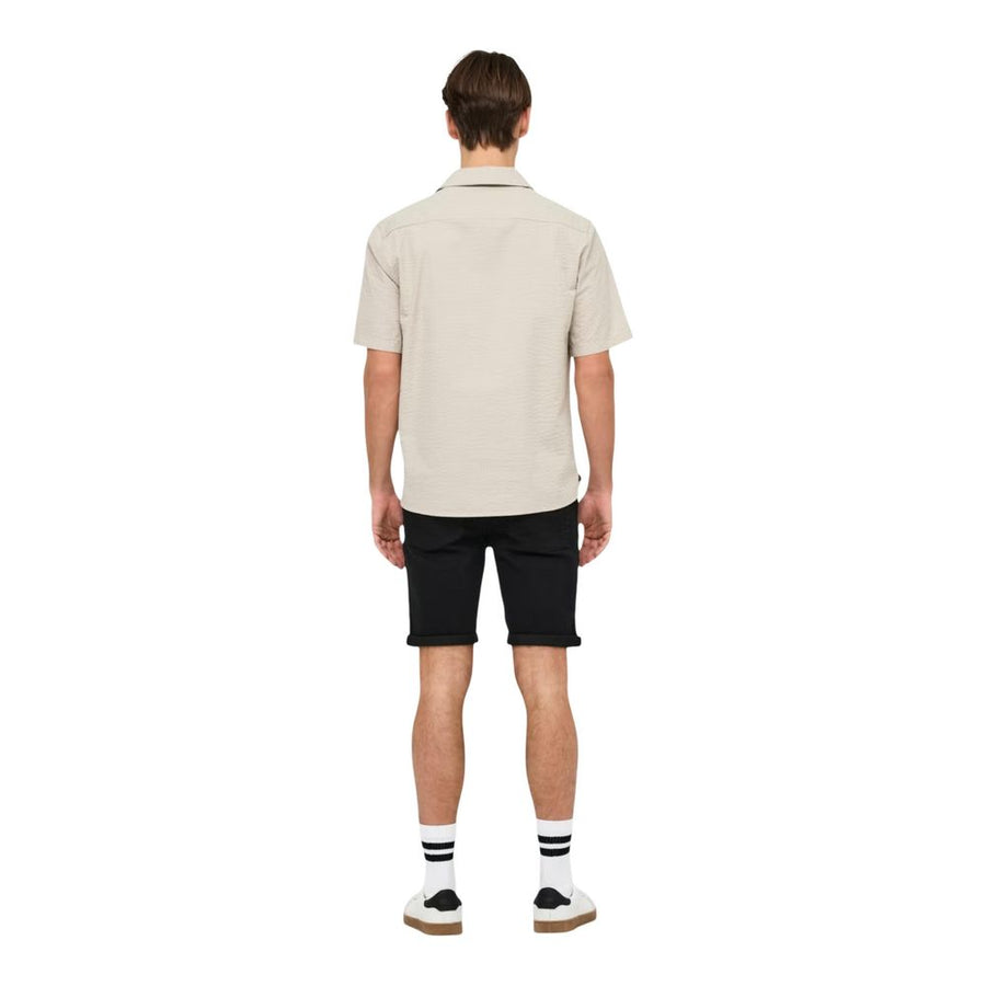 Only & Sons Beige Baumwoll-Shirt mit kurzen Ärmeln