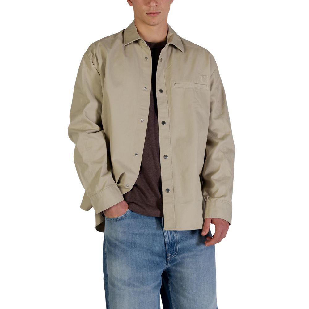 Calvin Klein Jeans Full-Length Beige Cotton Jacket