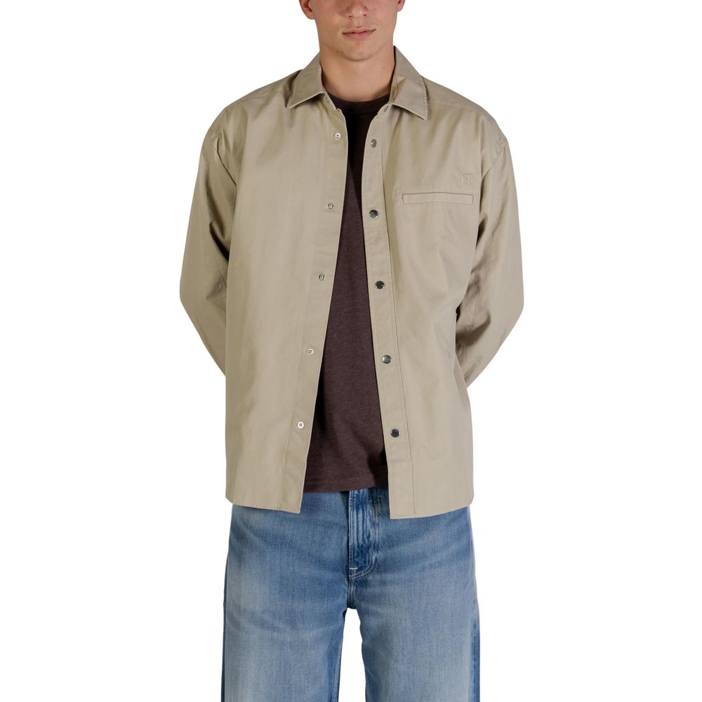 Calvin Klein Jeans Full-Length Beige Cotton Jacket