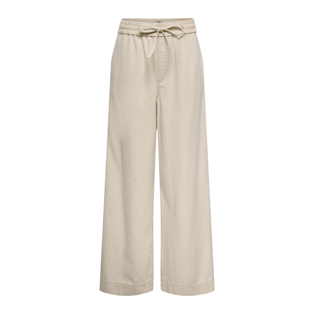 Only Cremefarbene Baumwollhose mit ausgestelltem Bein