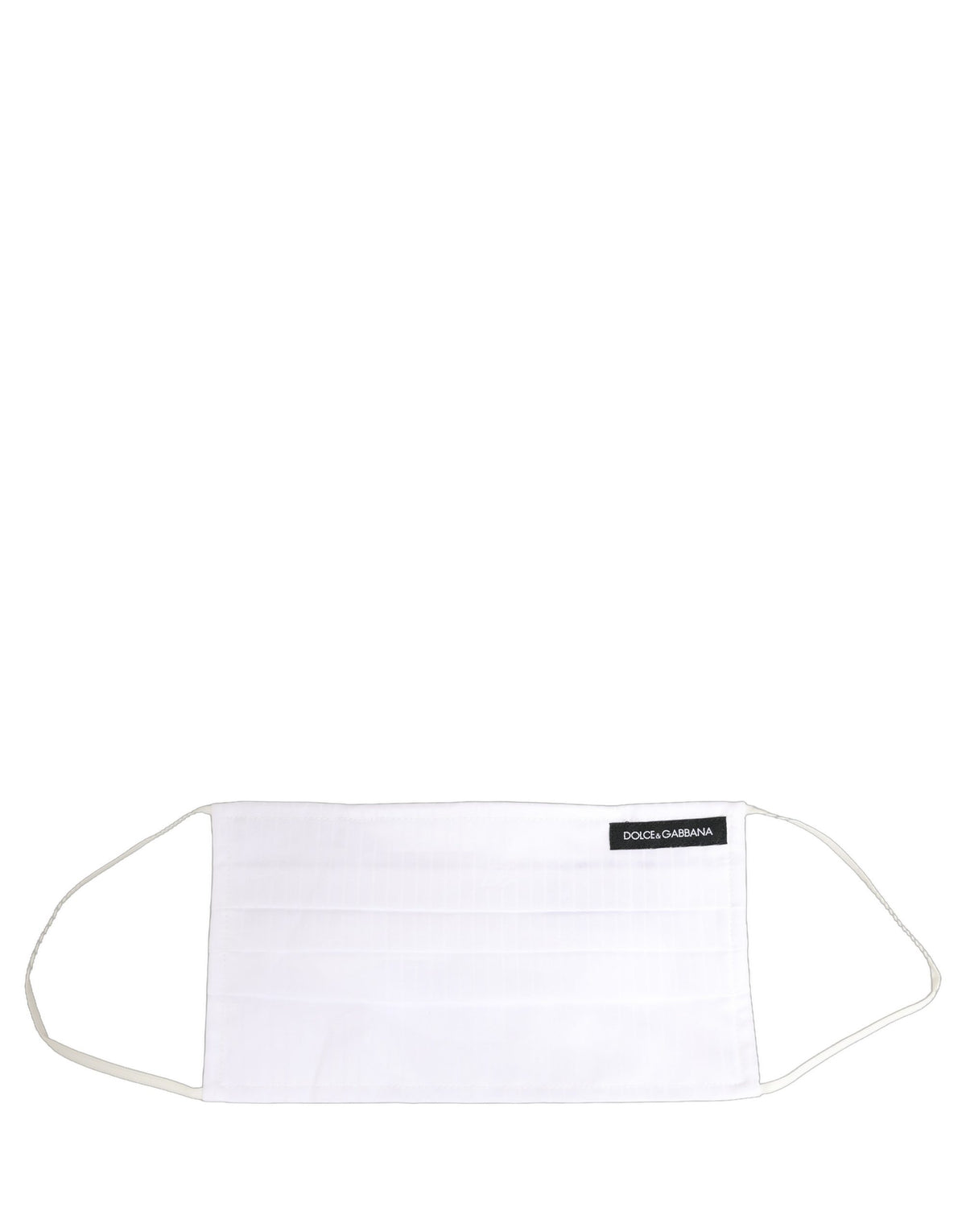 Dolce & Gabbana White 100% Cotton Pleated Face Mask with Elastic Ear Loops