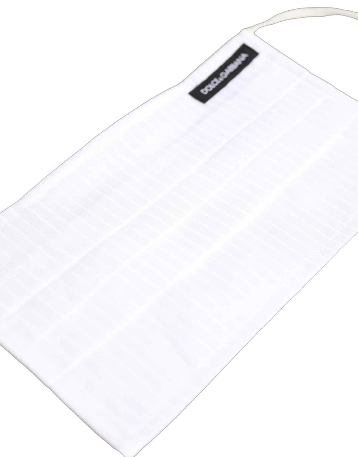 Dolce & Gabbana White 100% Cotton Pleated Face Mask with Elastic Ear Loops