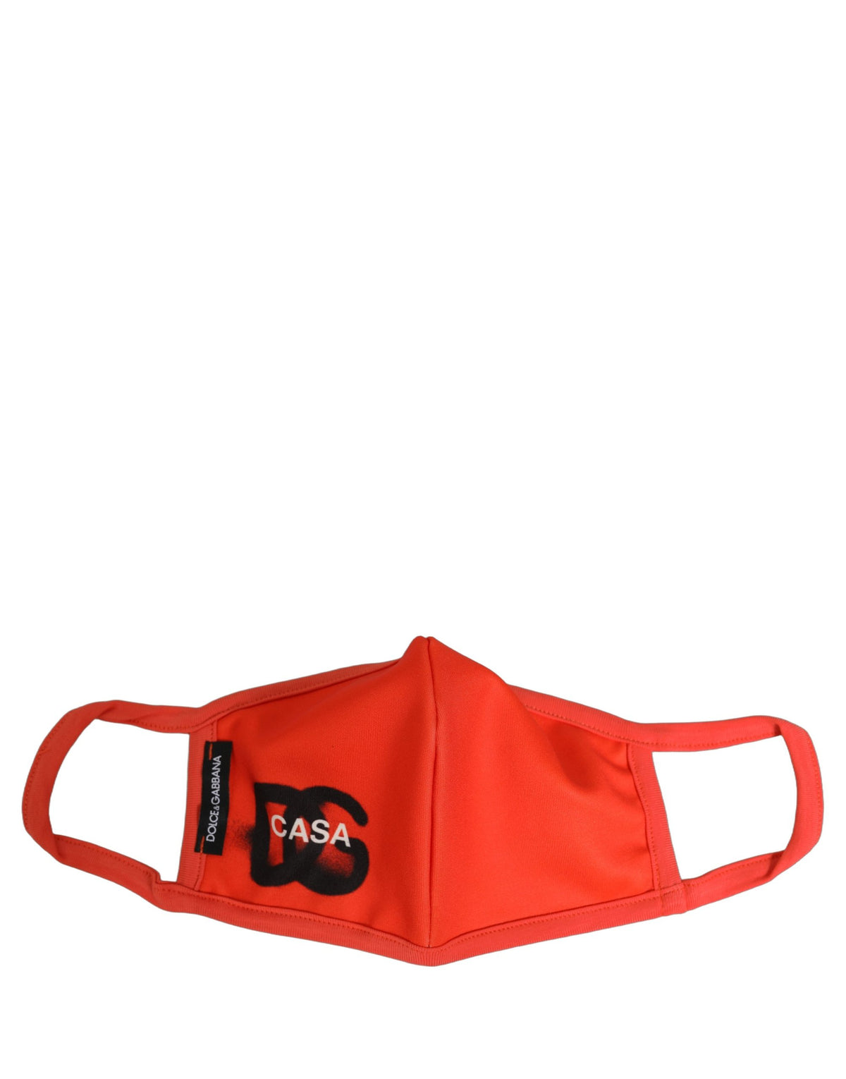 Dolce & Gabbana Rote Gesichtsmaske aus Polyester mit elastischem Ohrband und DG CASA Logo