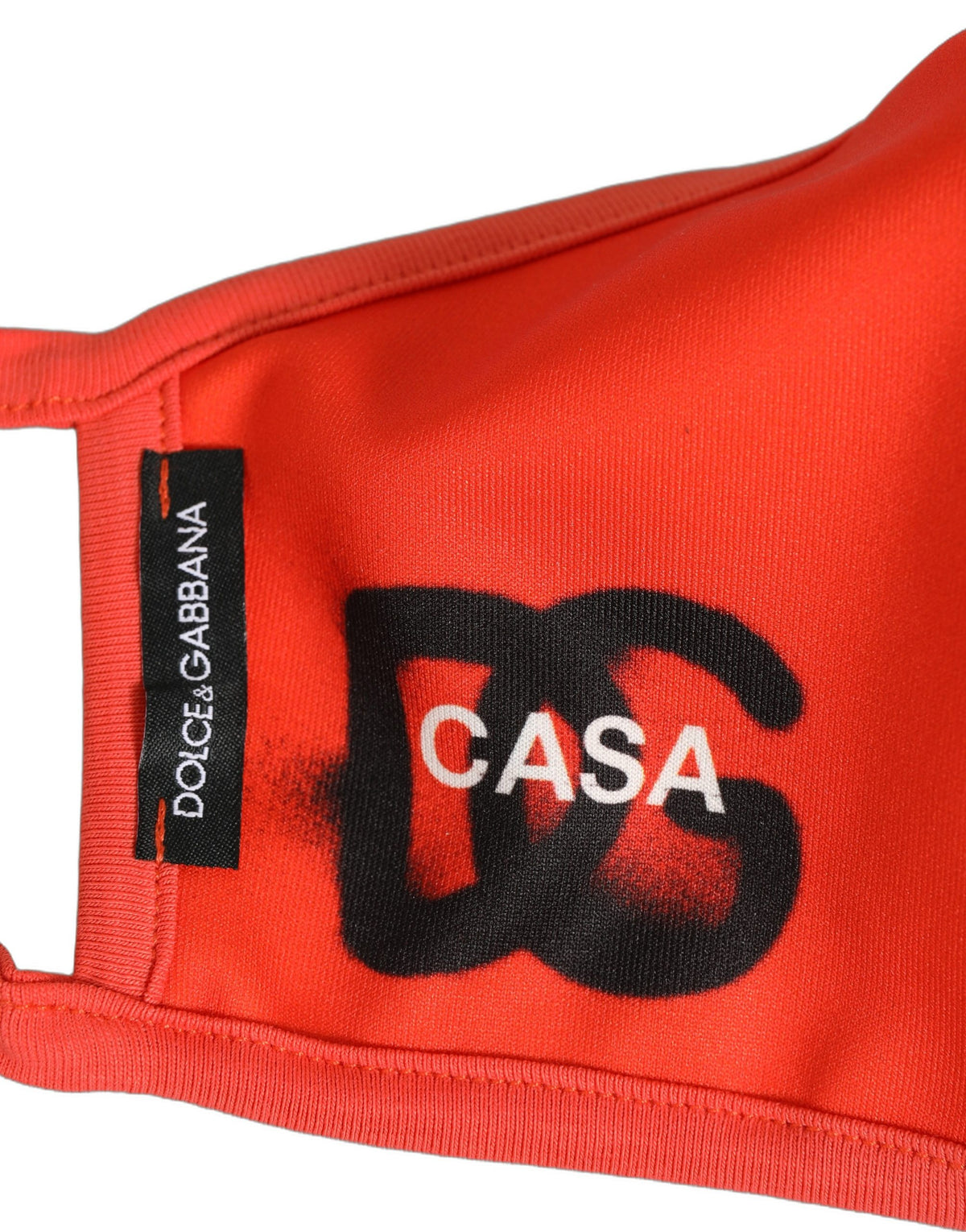 Dolce & Gabbana Rote Gesichtsmaske aus Polyester mit elastischem Ohrband und DG CASA Logo