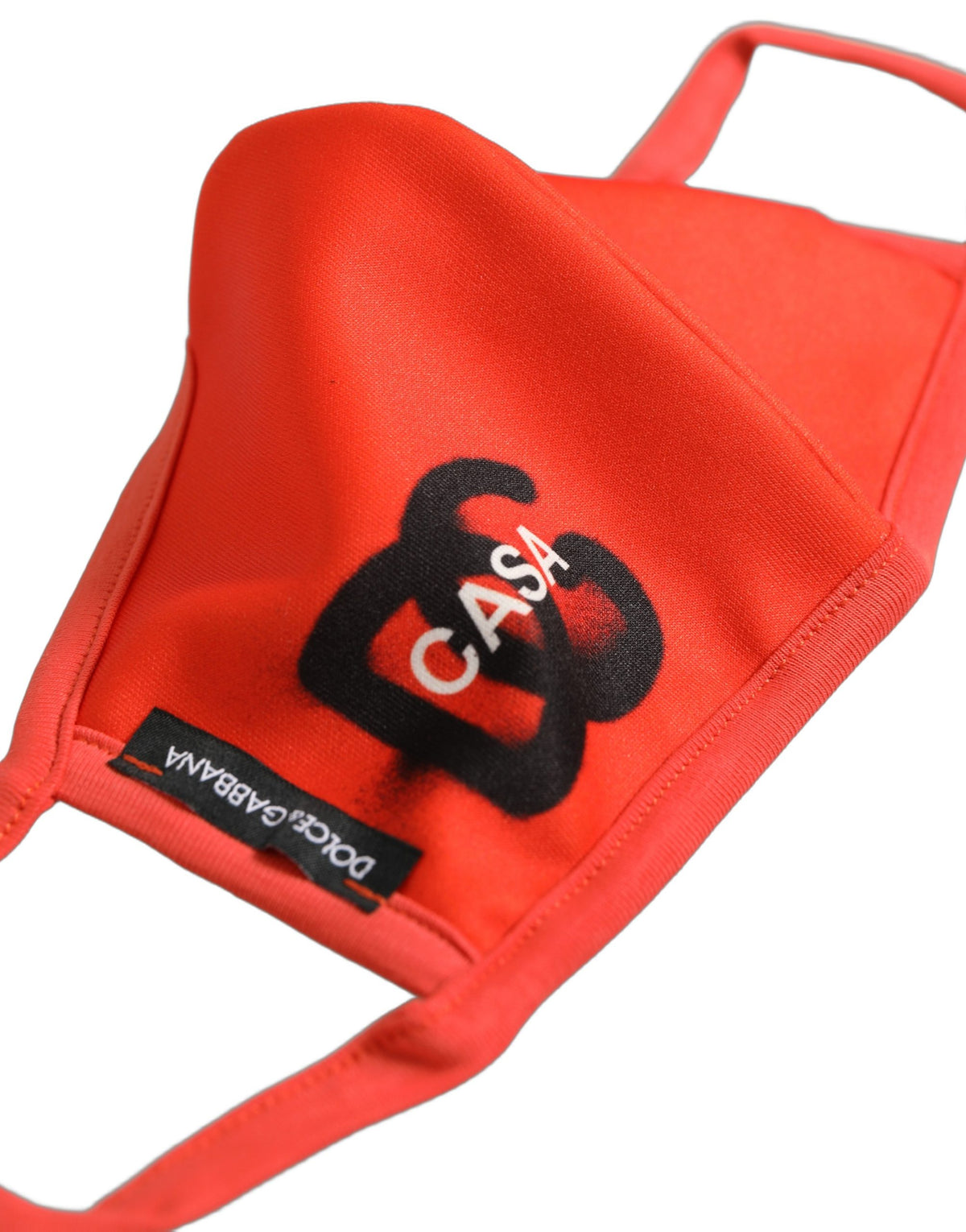 Dolce & Gabbana Rote Gesichtsmaske aus Polyester mit elastischem Ohrband und DG CASA Logo