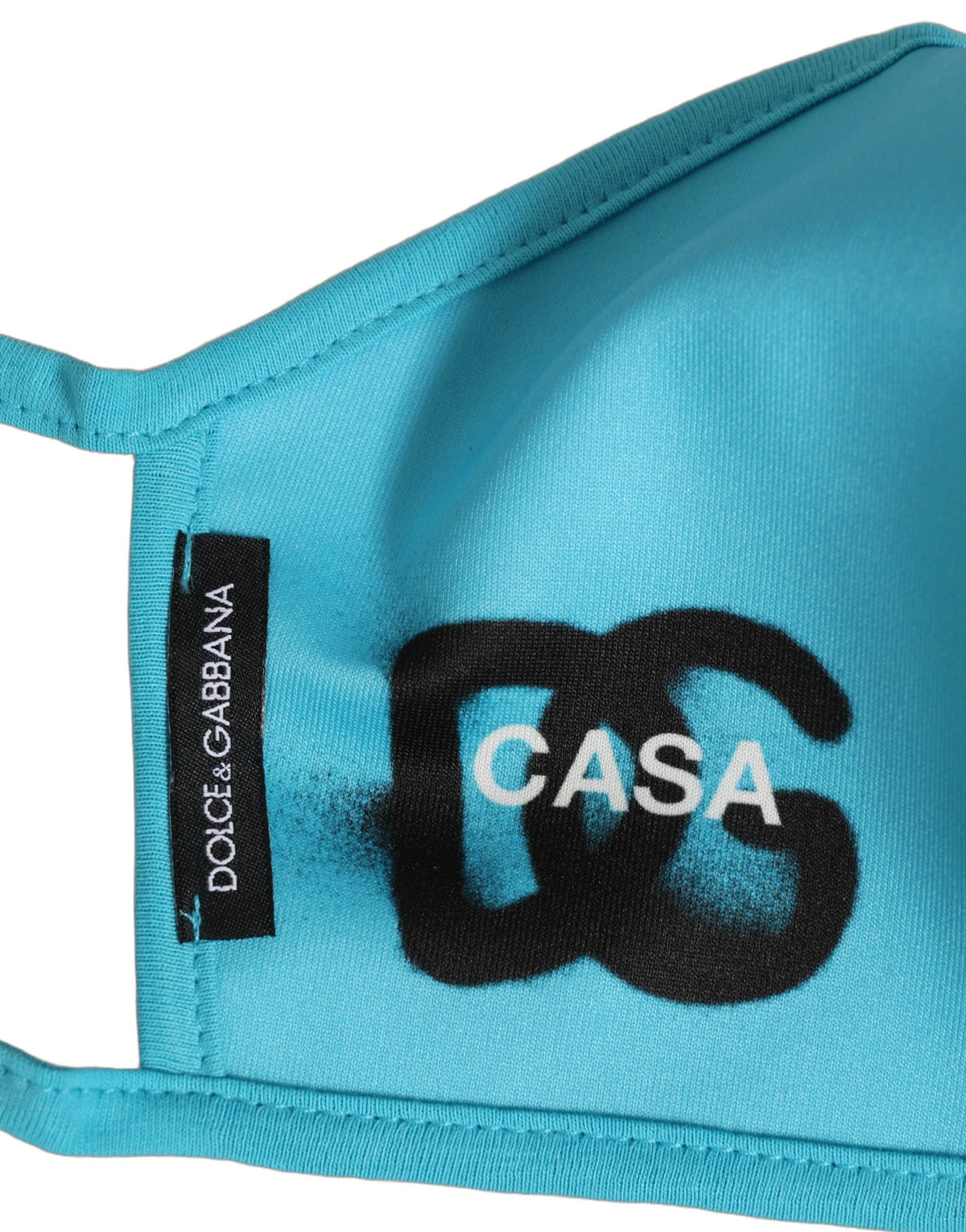 Dolce & Gabbana Blue polyester face mask with DG CASA logo and elastic ear loop