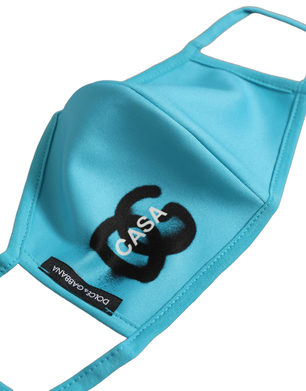 Dolce & Gabbana Blue polyester face mask with DG CASA logo and elastic ear loop