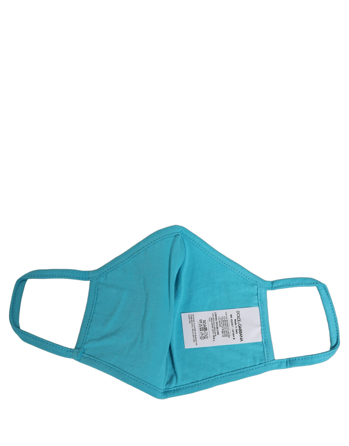 Dolce & Gabbana Blue polyester face mask with DG CASA logo and elastic ear loop