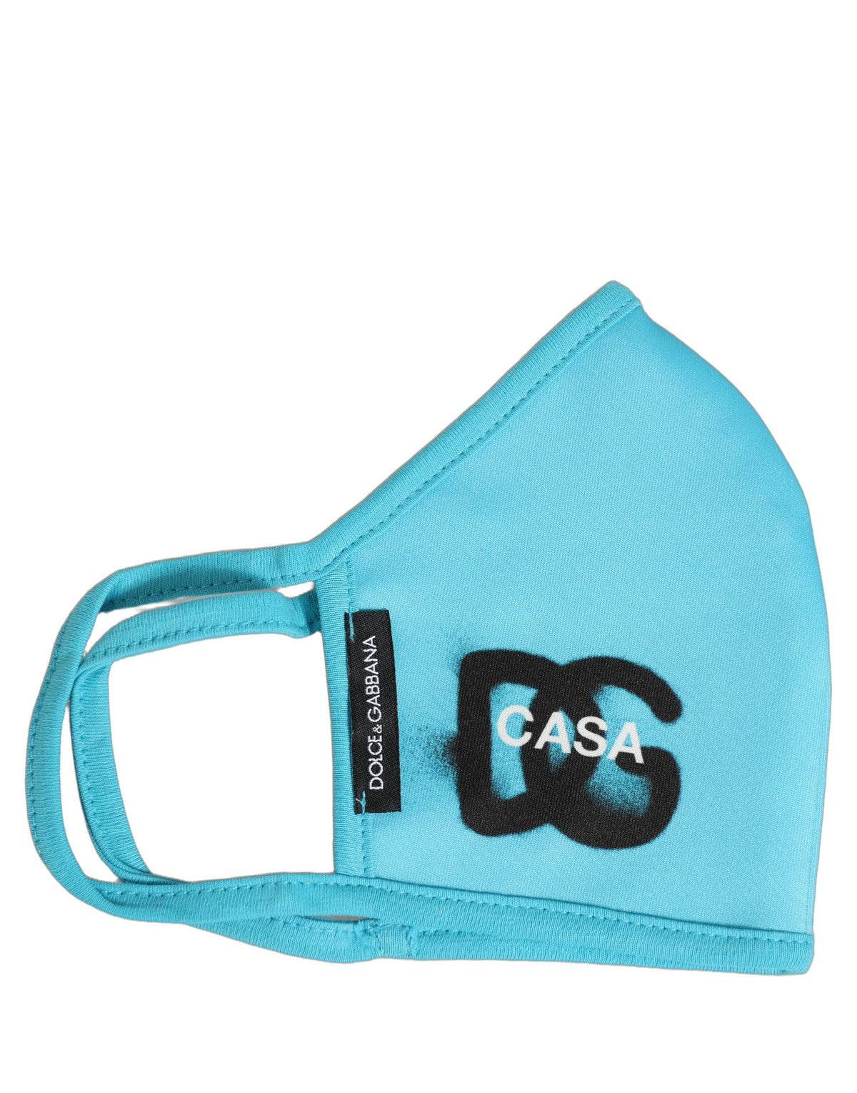 Dolce & Gabbana Blue polyester face mask with DG CASA logo and elastic ear loop