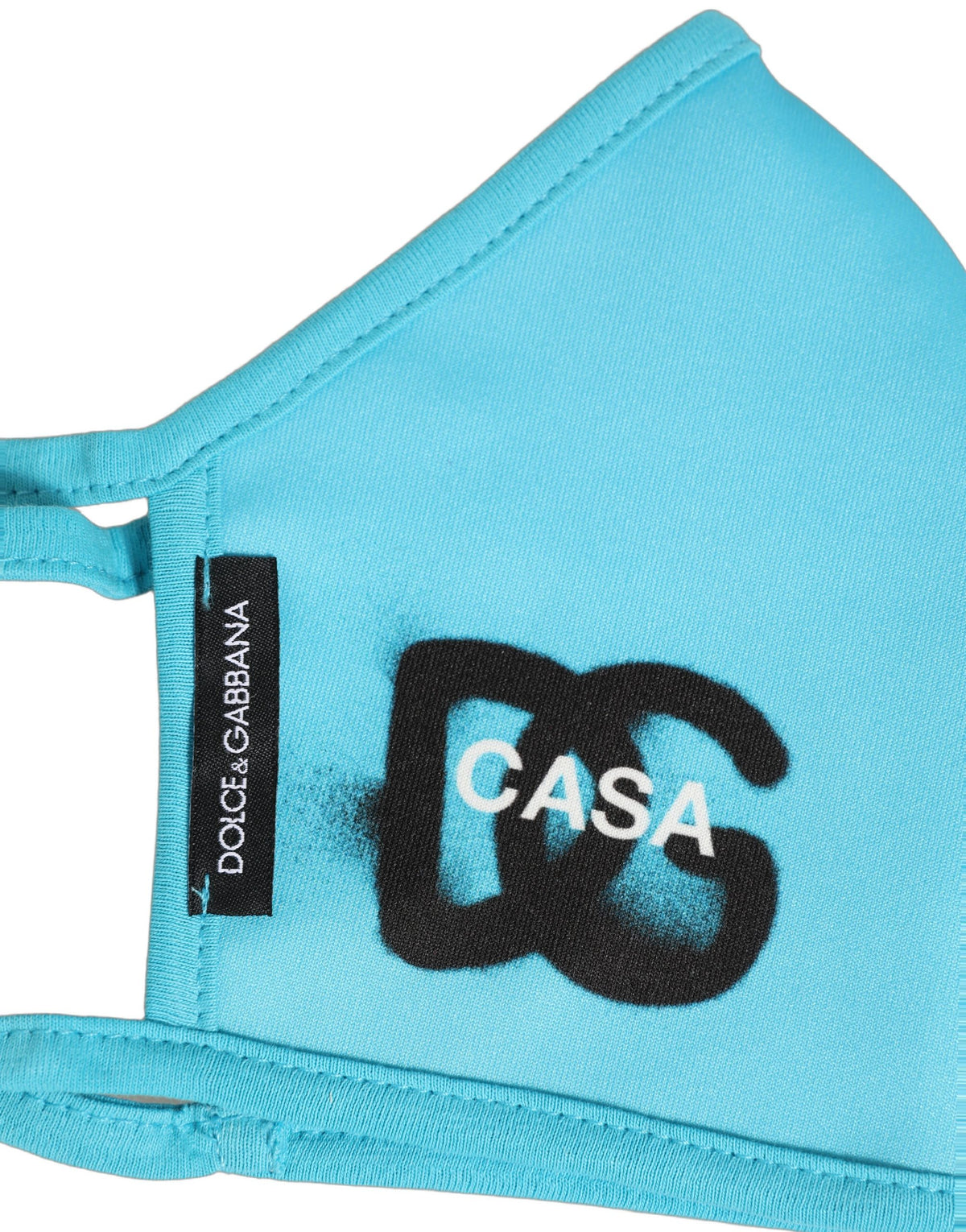 Dolce & Gabbana Blue polyester face mask with DG CASA logo and elastic ear loop