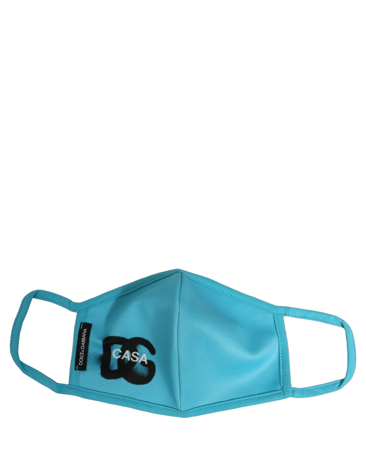 Dolce & Gabbana Blue polyester face mask with DG CASA logo and elastic ear loop