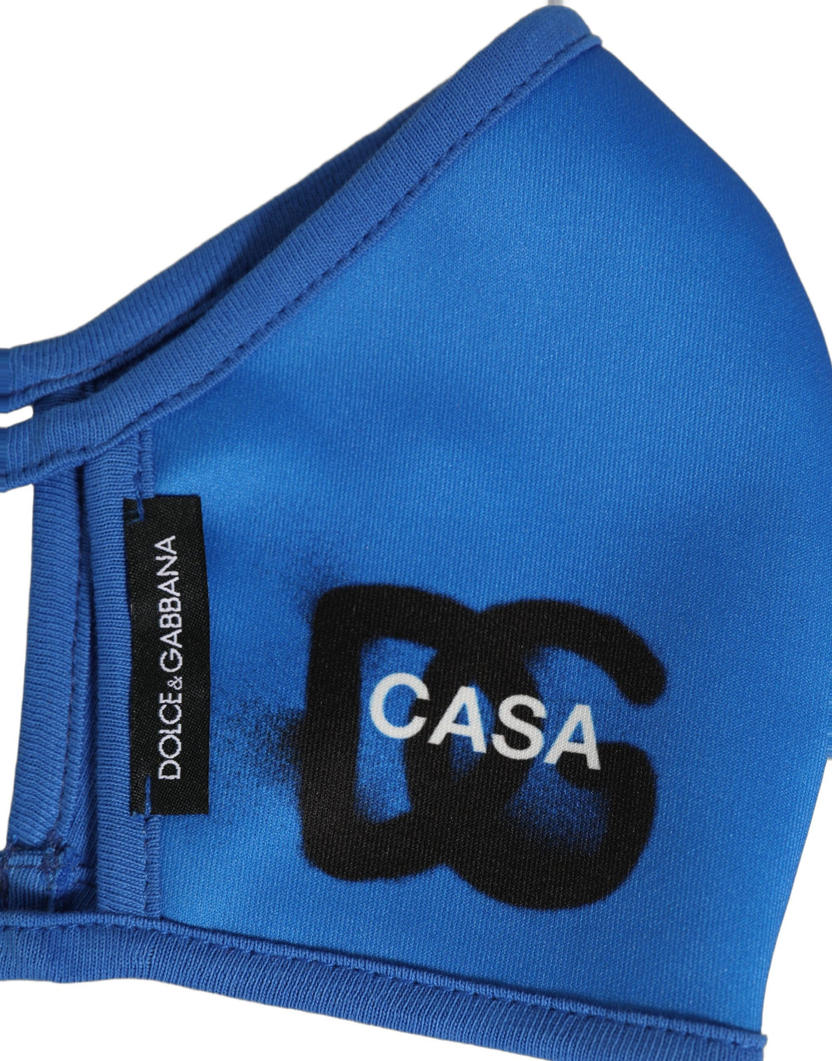 Dolce & Gabbana Blue Polyester Face Mask with DG CASA Logo and Elastic Ear Loop