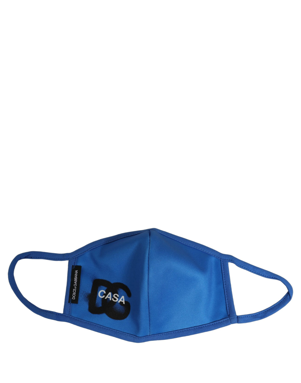 Dolce & Gabbana Blue Polyester Face Mask with DG CASA Logo and Elastic Ear Loop