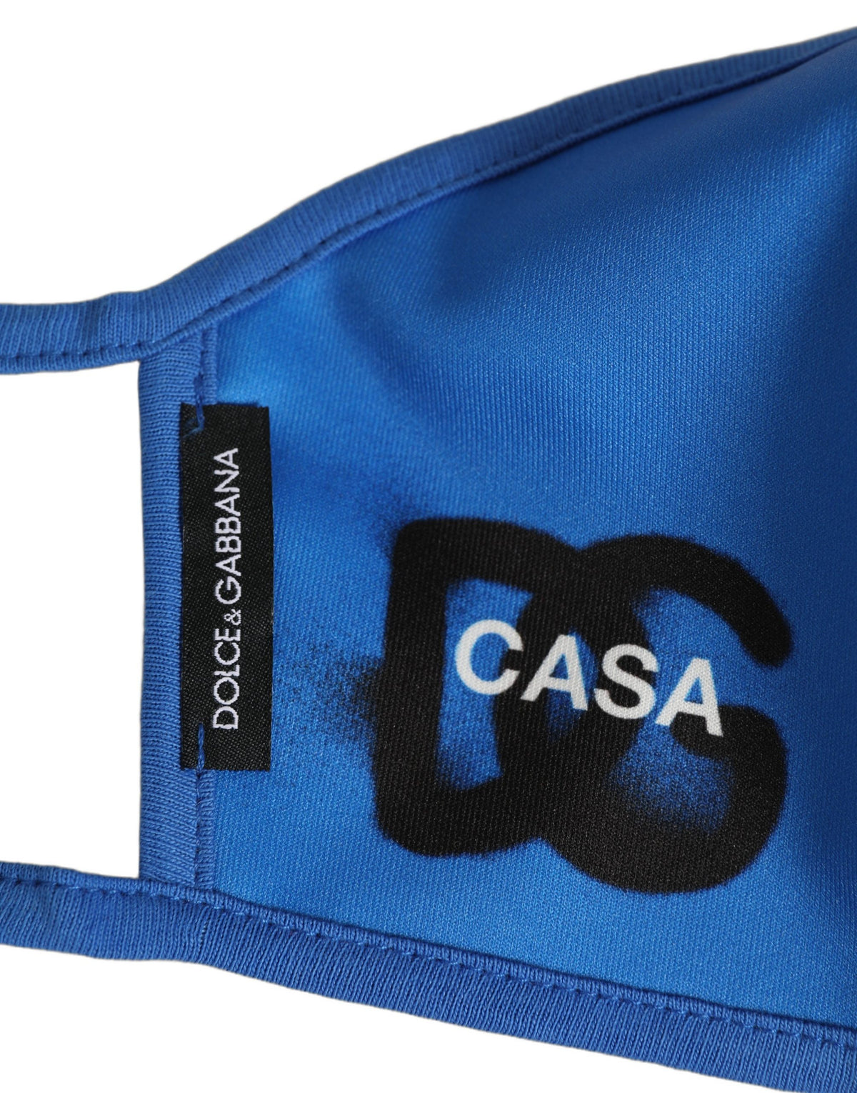Dolce & Gabbana Blue Polyester Face Mask with DG CASA Logo and Elastic Ear Loop