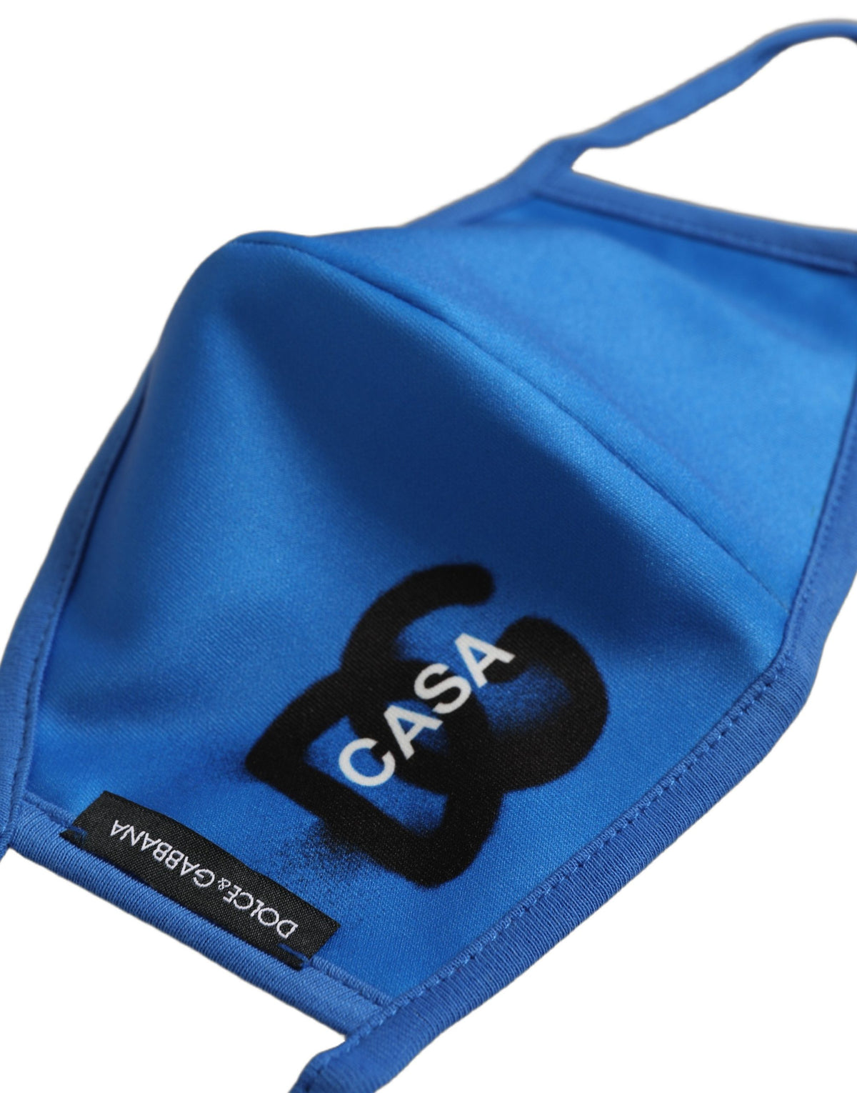 Dolce & Gabbana Blue Polyester Face Mask with DG CASA Logo and Elastic Ear Loop