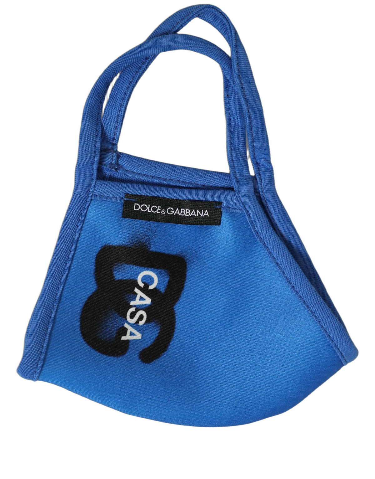 Dolce & Gabbana Blue Polyester Face Mask with DG CASA Logo and Elastic Ear Loop