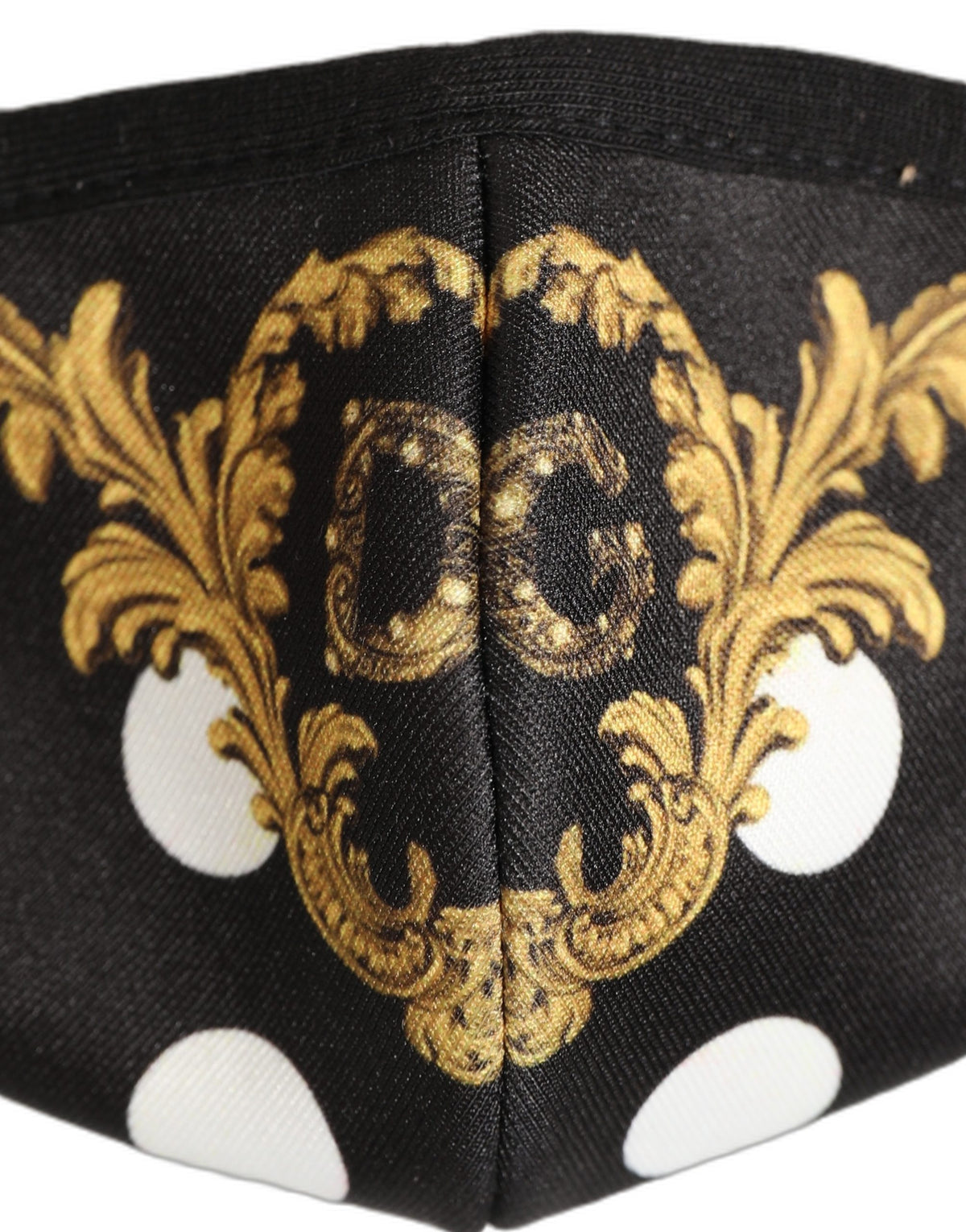 Dolce & Gabbana Black Baroque Print Face Mask with Elastic Ear Band