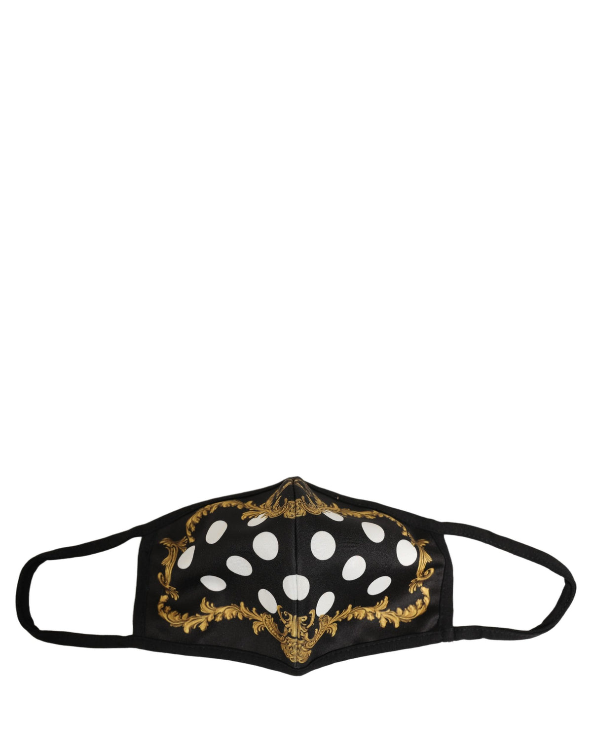 Dolce & Gabbana Black Baroque Print Face Mask with Elastic Ear Band