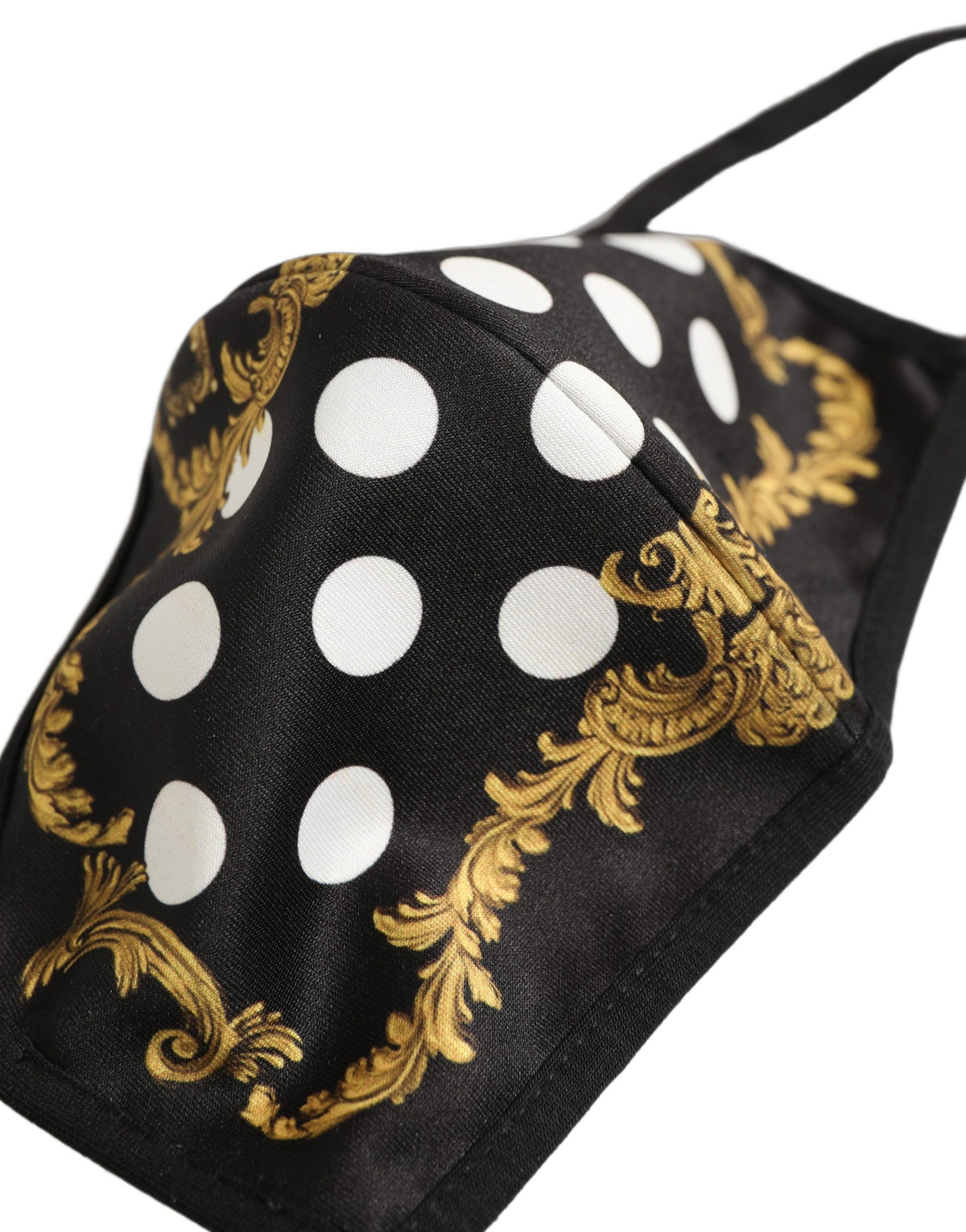 Dolce & Gabbana Black Baroque Print Face Mask with Elastic Ear Band