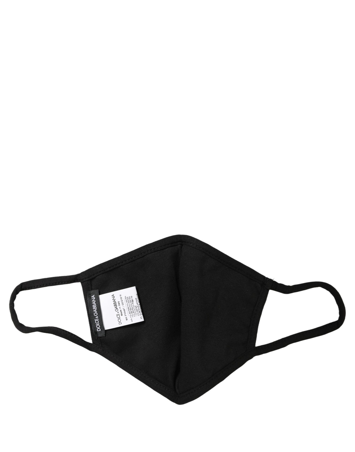 Dolce & Gabbana Black Baroque Print Face Mask with Elastic Ear Band