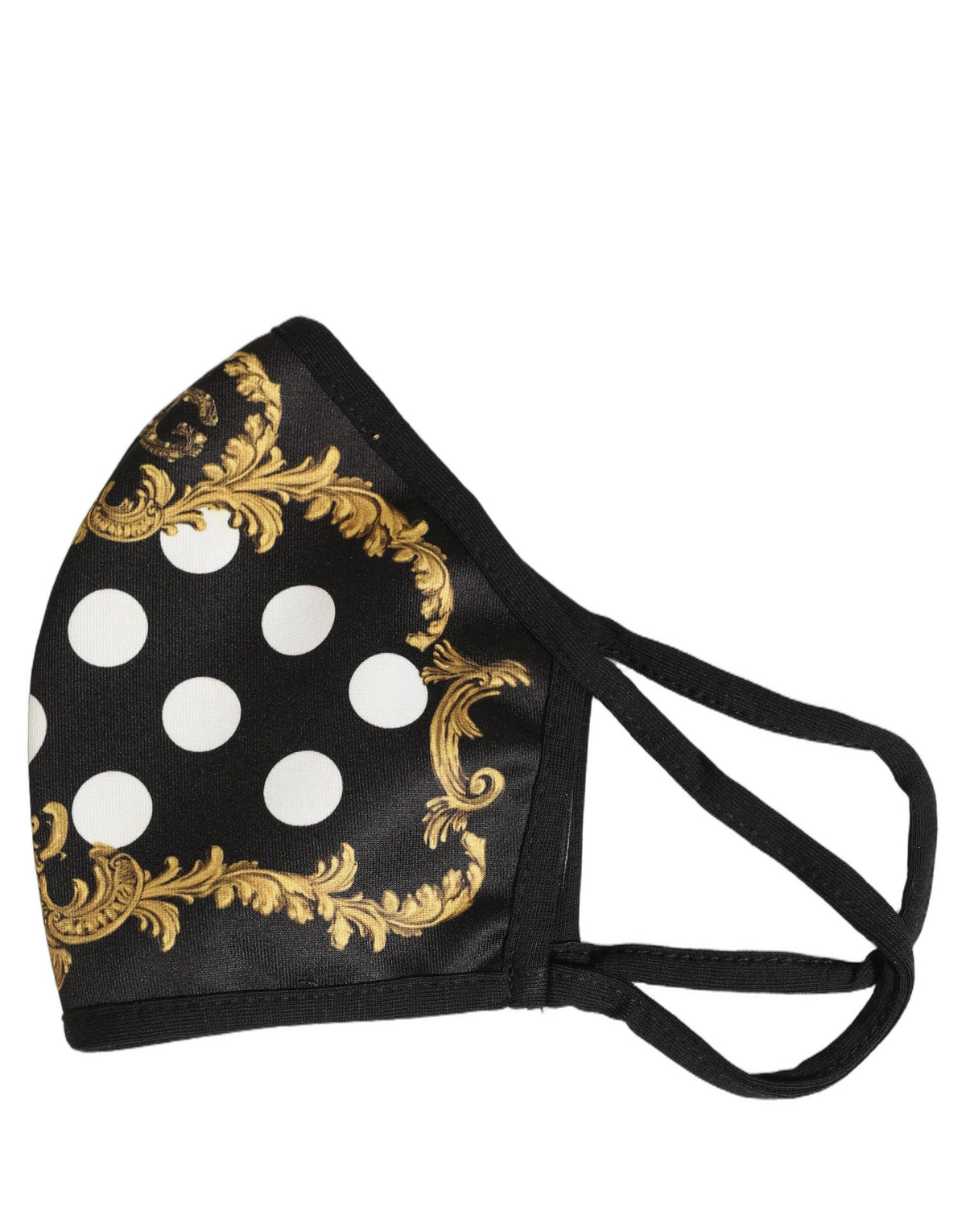Dolce & Gabbana Black Baroque Print Face Mask with Elastic Ear Band