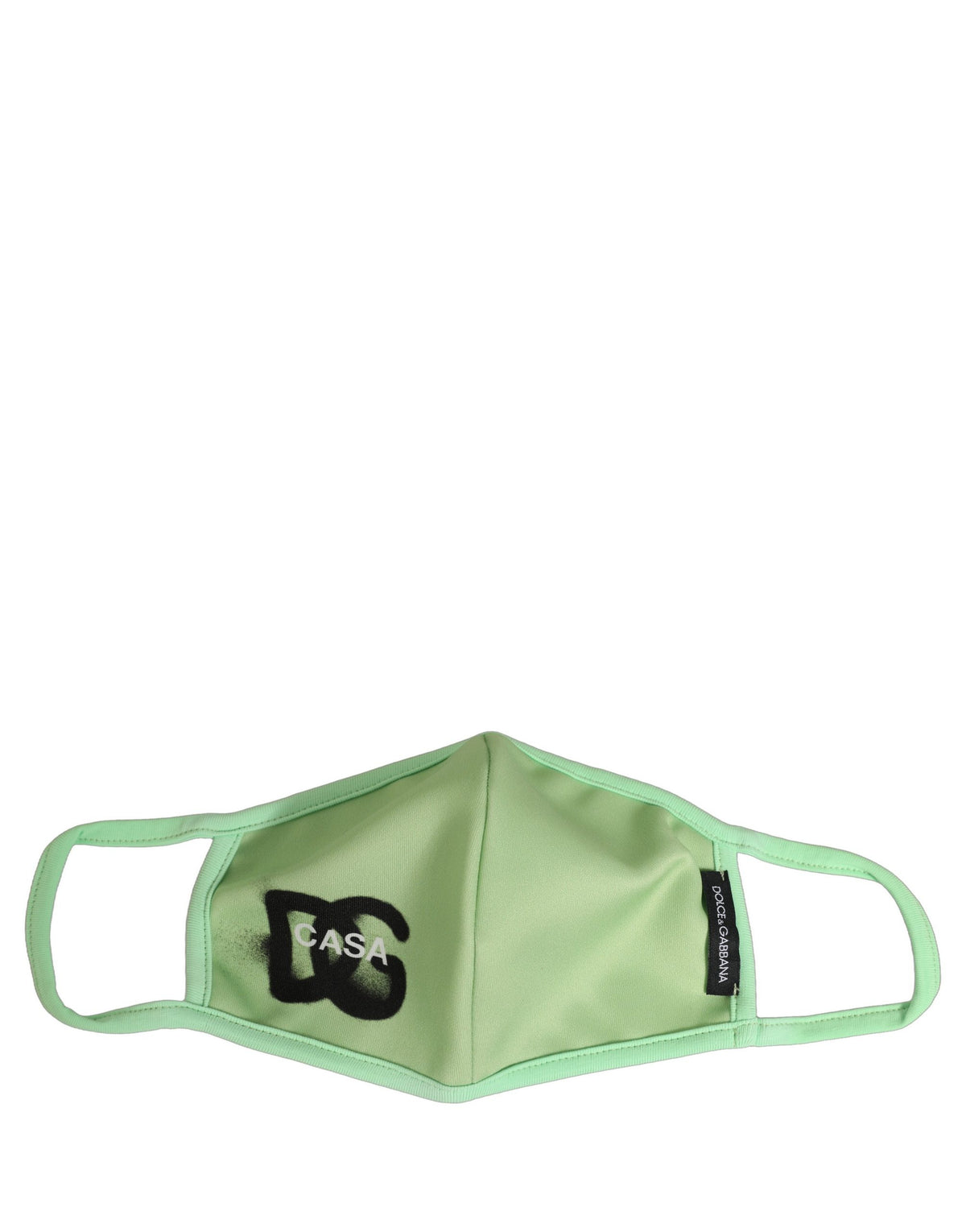 Dolce & Gabbana Grüne Polyester DG CASA Logo Gesichtsmaske mit elastischem Ohrband