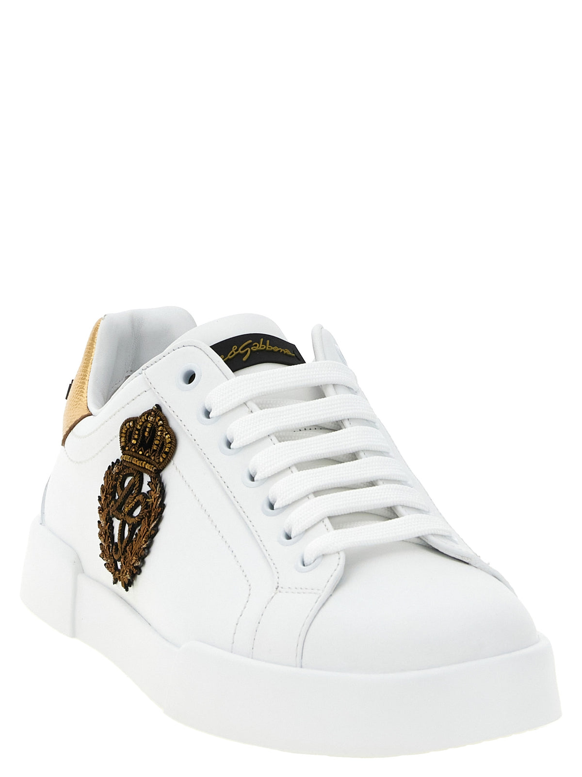 Dolce & Gabbana Gold Calfskin Sneakers