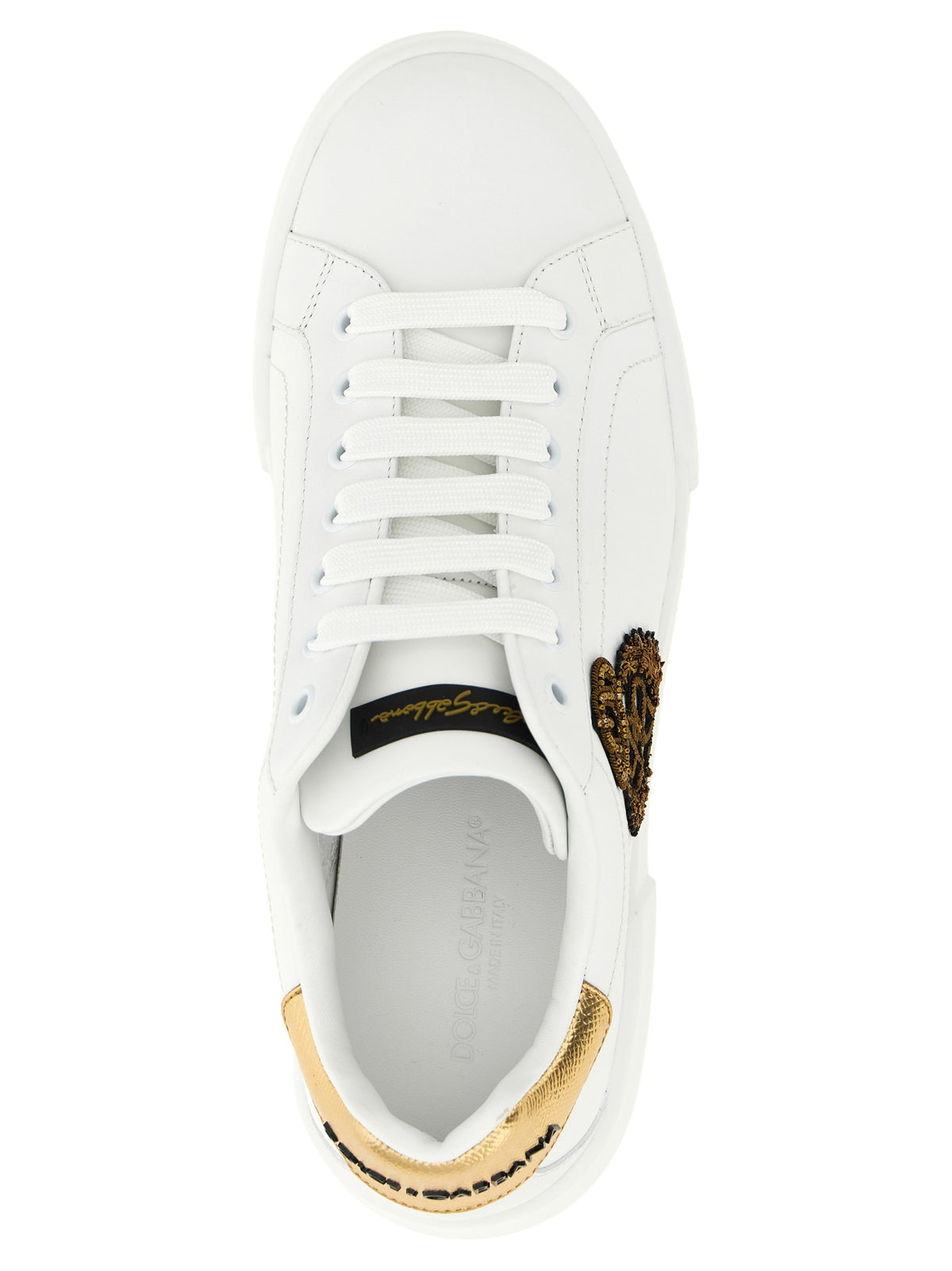 Dolce & Gabbana Gold Calfskin Sneakers