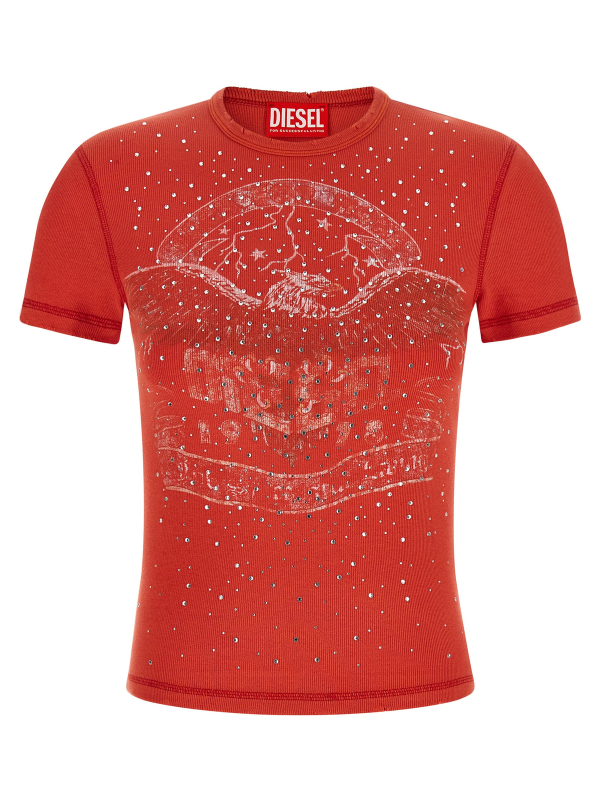 Diesel Rotes Baumwoll-T-Shirt