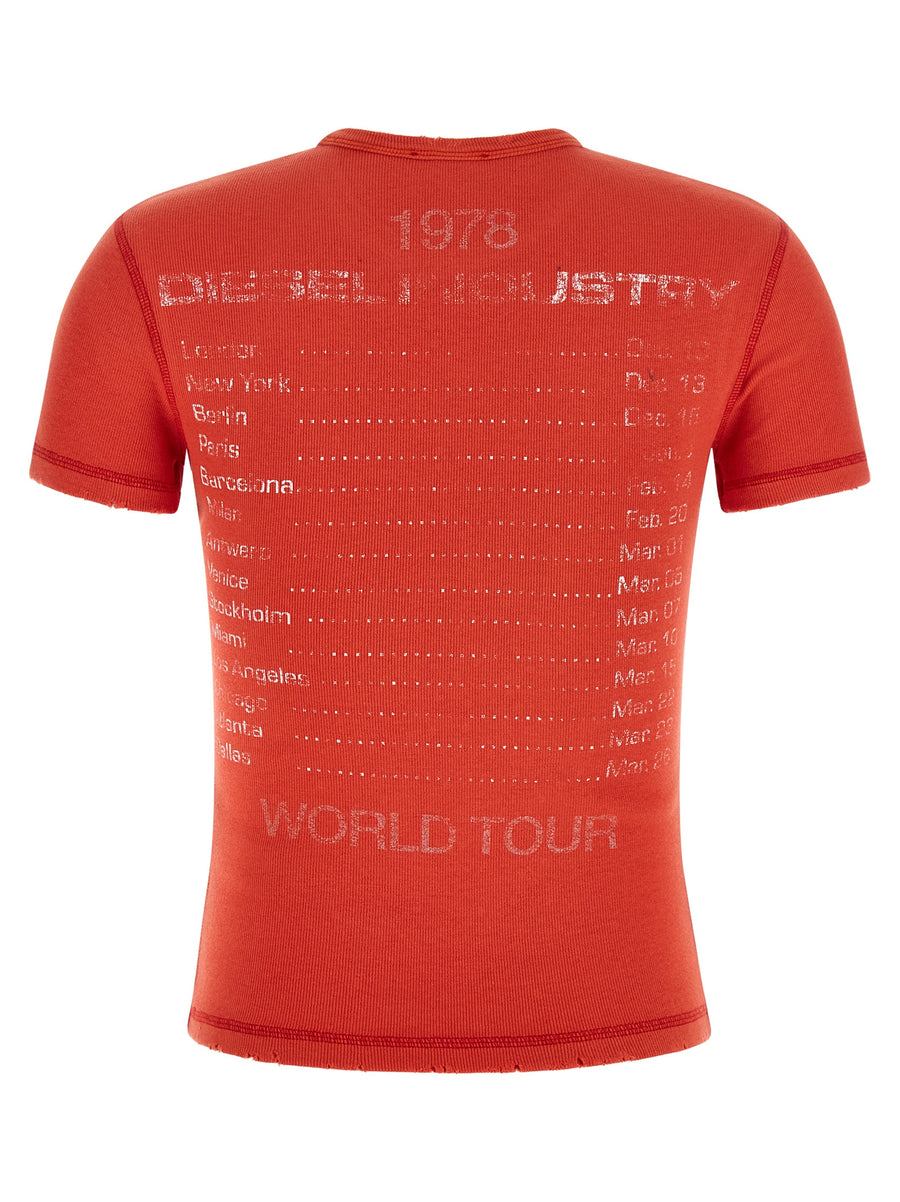 Diesel Rotes Baumwoll-T-Shirt