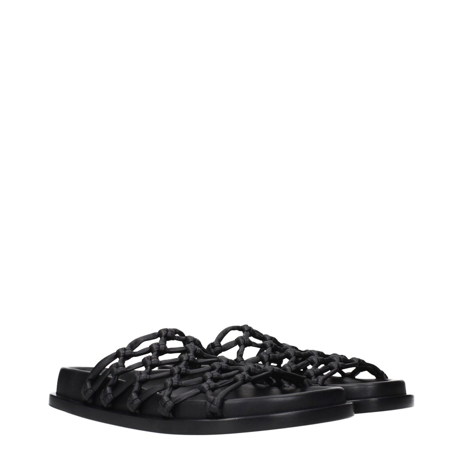 Jil Sander Schwarze Leder-Slipper