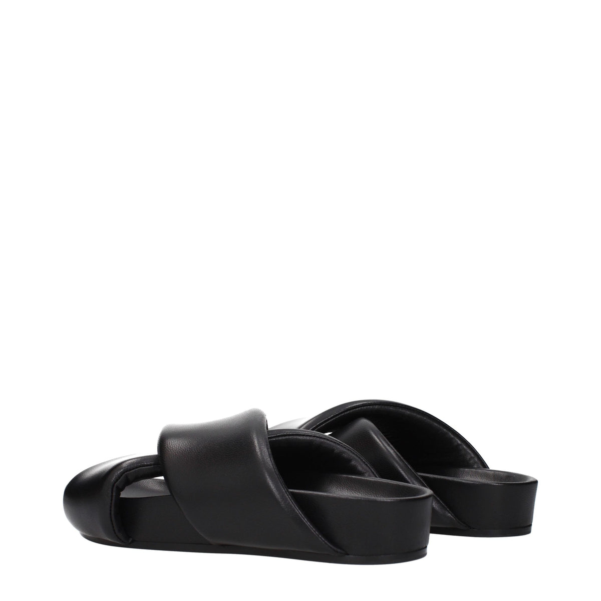 Jil Sander Schwarze Leder-Slipper