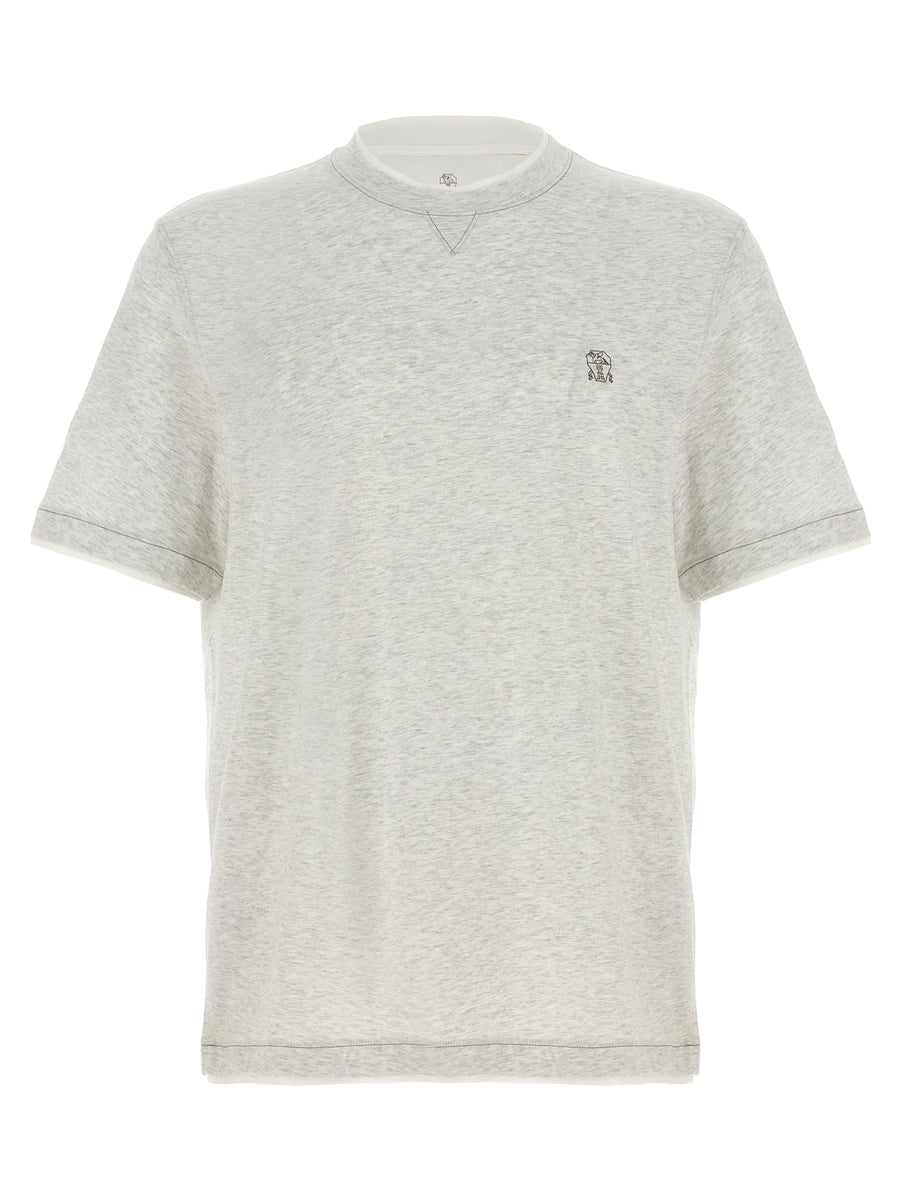 Brunello Cucinelli Graues Baumwoll-T-Shirt