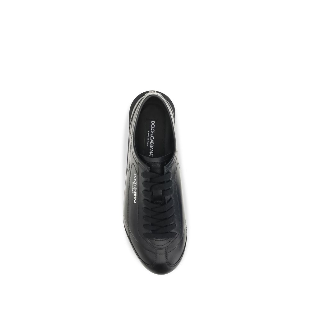 Dolce & Gabbana Schwarze Bos Taurus Kalbsleder Low-Top-Sneaker