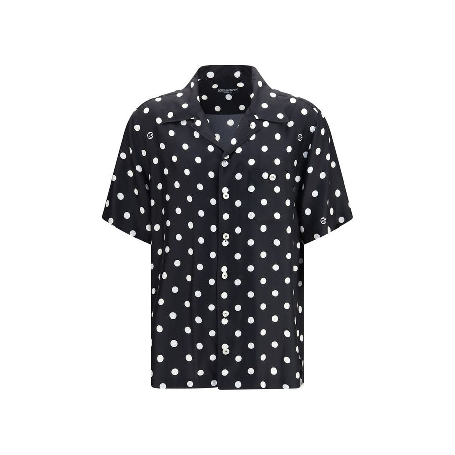 Dolce & Gabbana Schwarzes Seiden-Shirt mit kurzen Ärmeln