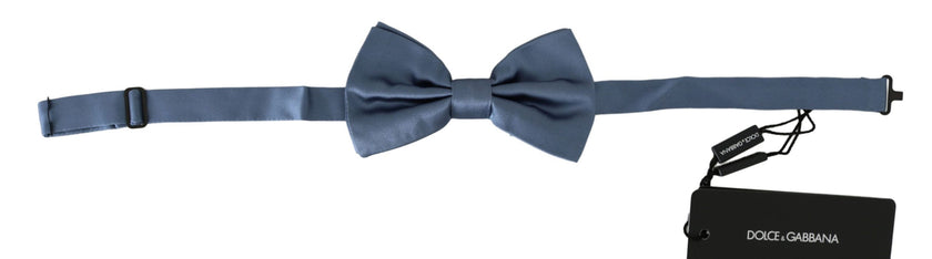 Dolce & Gabbana Blau 100% Seide Verstellbare Hals Papillon Fliege