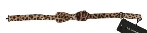 Dolce & Gabbana Braun Leopard Seide Verstellbare Hals Papillon Männer Fliege