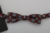 Dolce & Gabbana Herren Bordeaux Maroon Lion Seidenfliege mit verstellbarem Hals