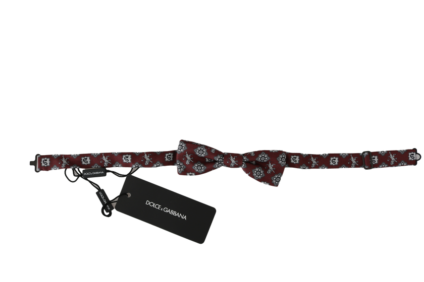 Dolce & Gabbana Herren Bordeaux Maroon Lion Seidenfliege mit verstellbarem Hals