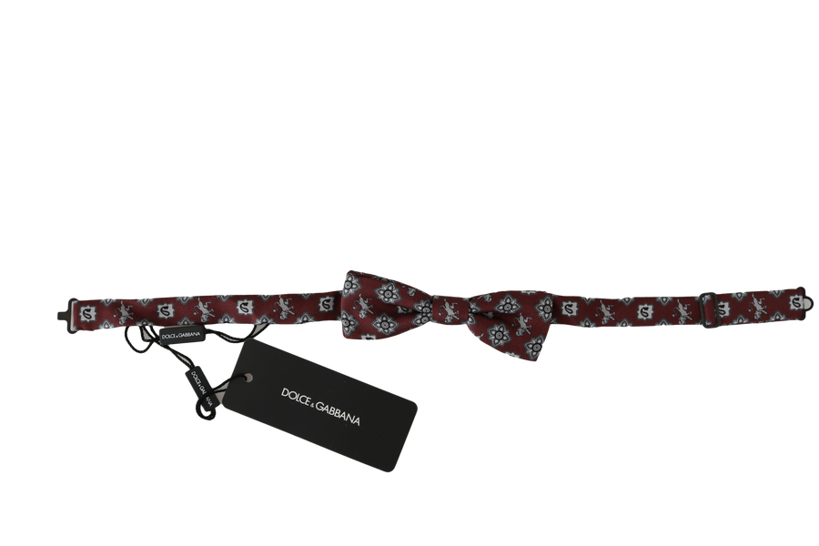 Dolce & Gabbana Herren Bordeaux Maroon Lion Seidenfliege mit verstellbarem Hals