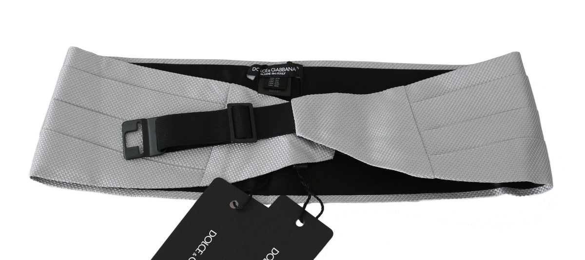 Dolce & Gabbana Men's Grey Waist Belt 100% Silk Cummerbund