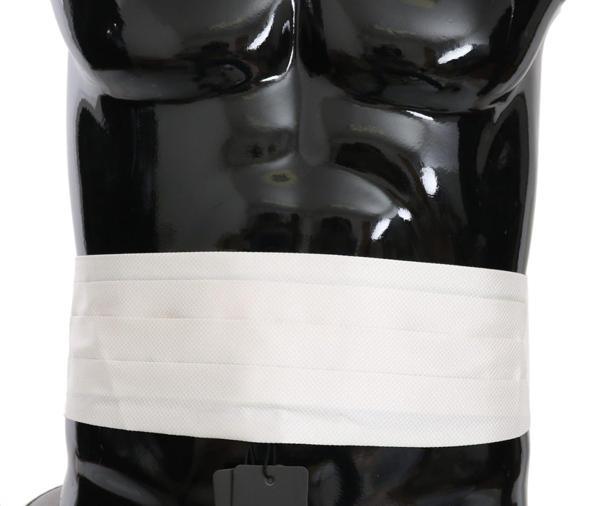 Dolce & Gabbana Weißer Herren Taillengürtel 100% Seide Kummerbund