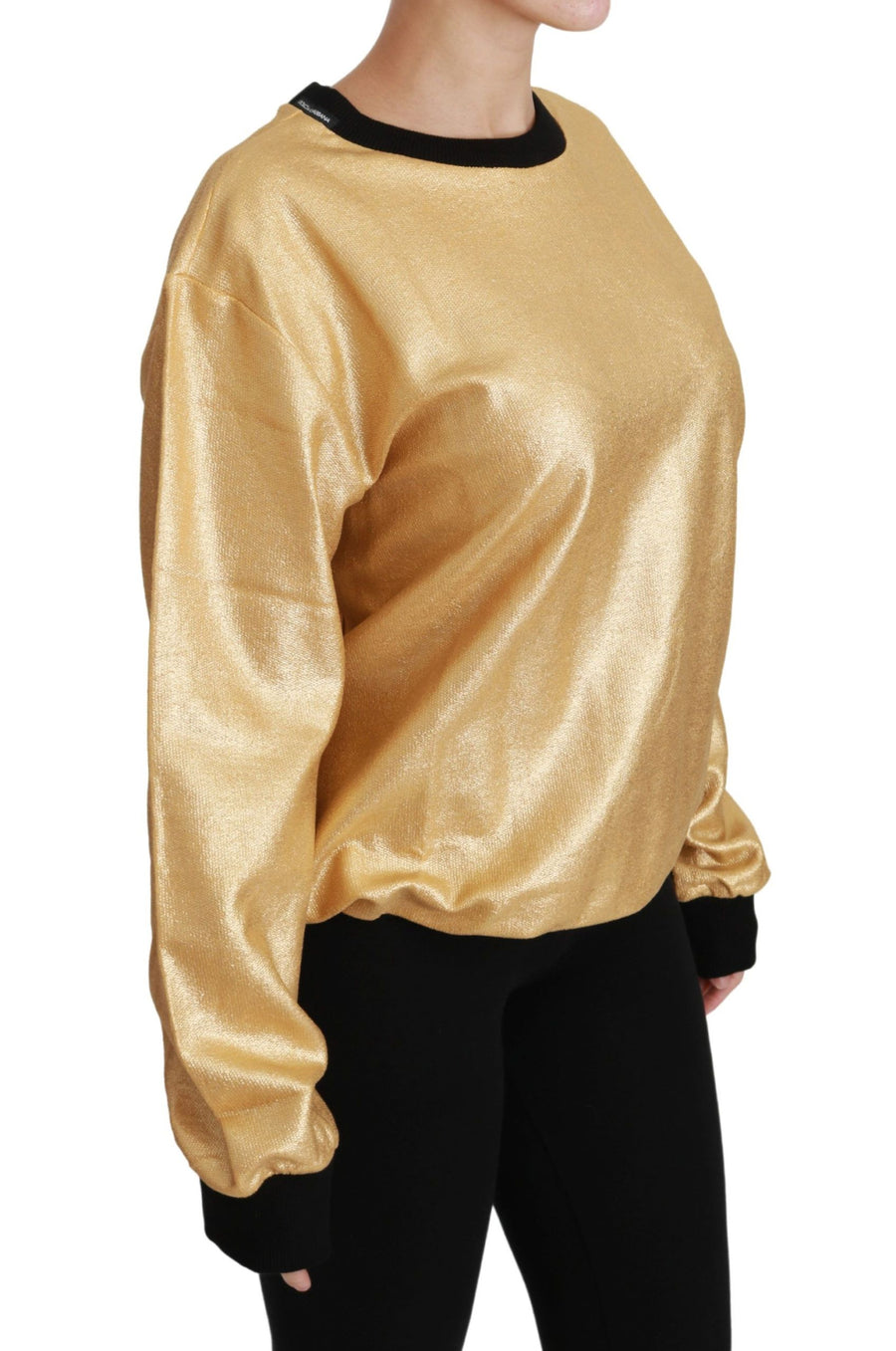 Dolce & Gabbana Cotton Crew-neck Sweater in Gold