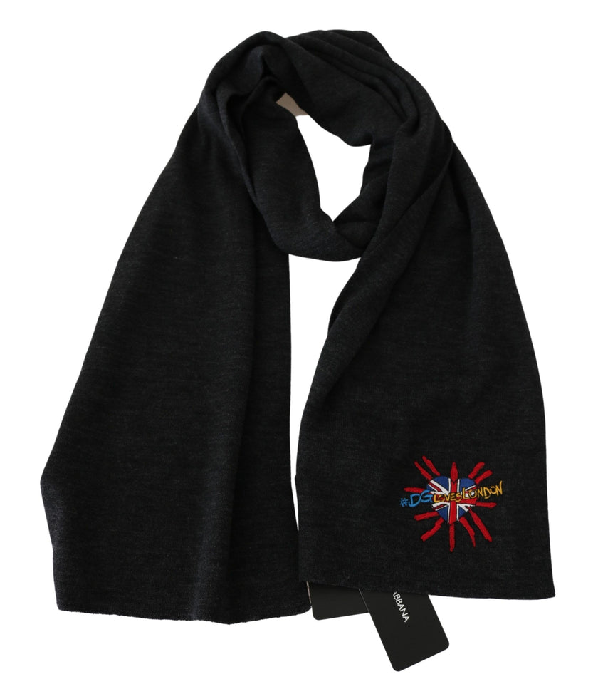 Dolce & Gabbana Grauer #DGLovesLondon Wool Wrap Wollschal